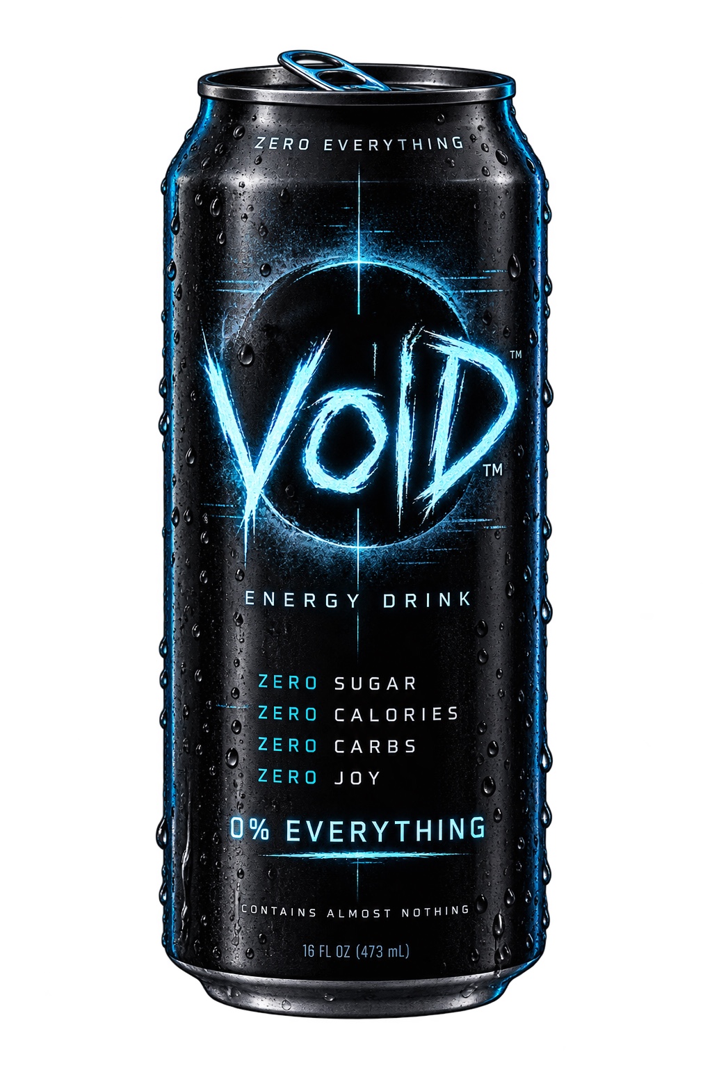 Void energy drink with zero joy included